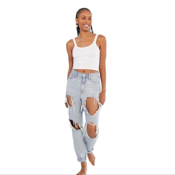 Urban Outfitters UO BDG Destroyed High Waisted Mom High Rise Jeans 27 - Picture 1 of 7